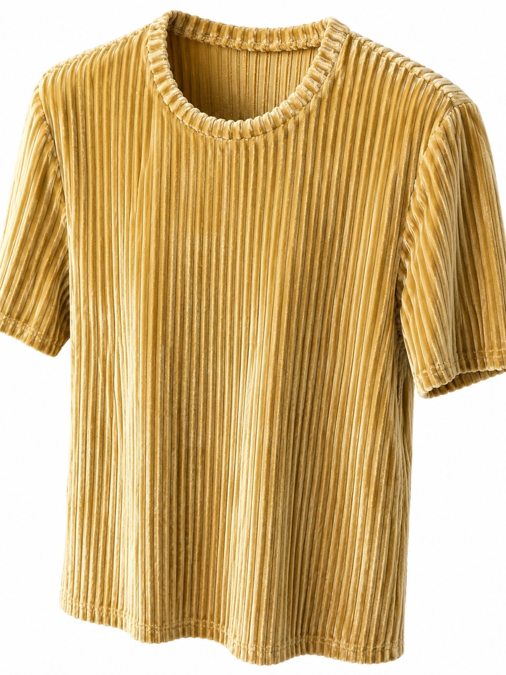 Gold Velvet Ribbed Short Sleeve Tee - Picture 2 of 2